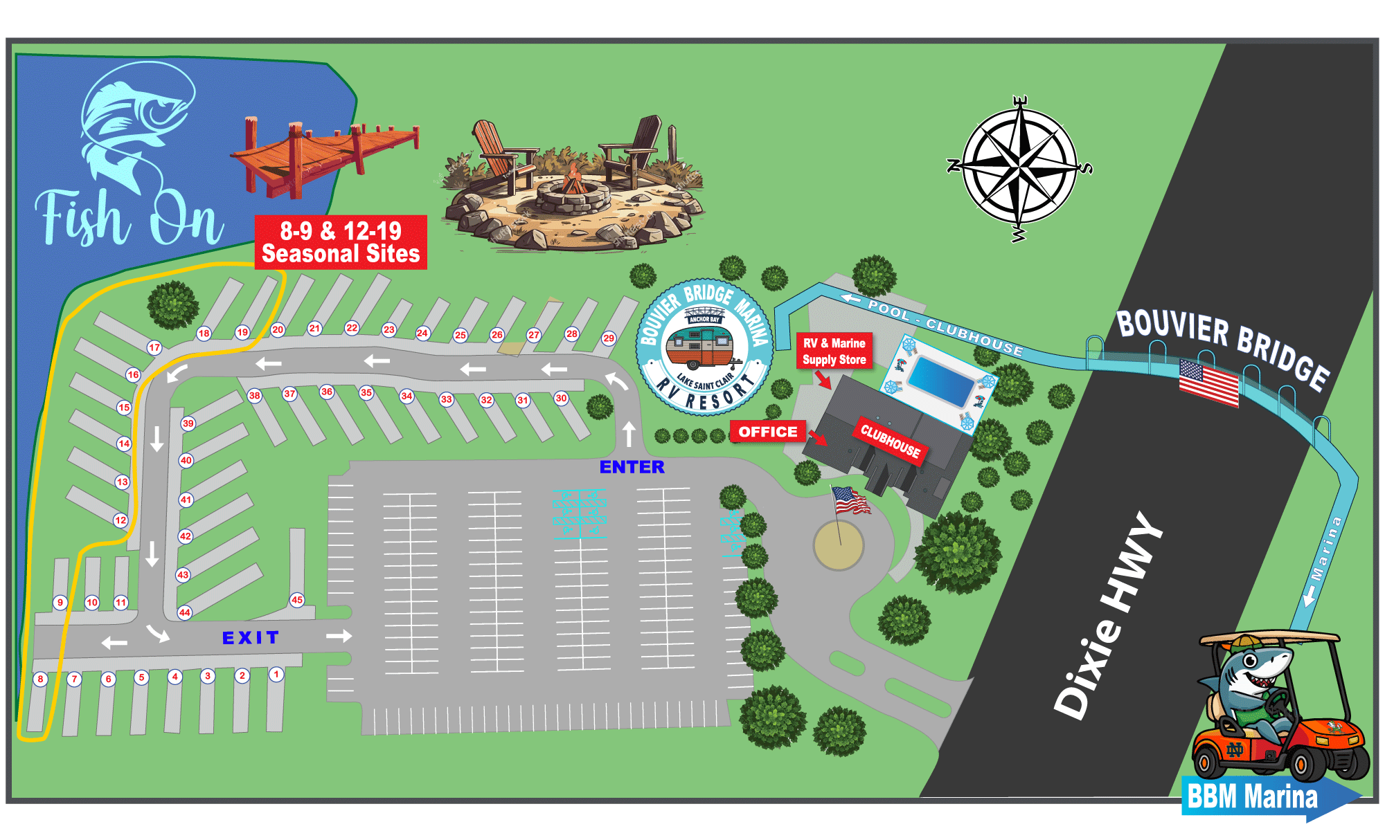 Bouvier Bridge RV Resort - Ira Township, Michigan - glamping.directory