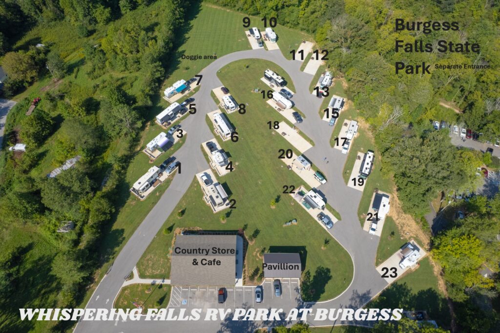 Whispering Falls at Burgess RV Park- Country Store- Cafe - Sparta, Tennessee - glamping.directory