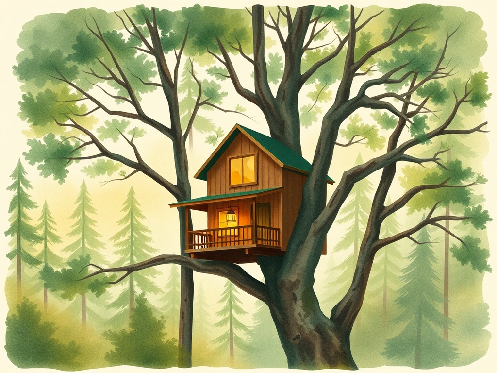 Charming 1-bedroom treehouse with WiFi, AC, Hot Tub in gorgeous Lincoln VT - Lincoln, Vermont - glamping.directory