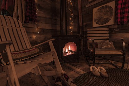 Cozy Log Cabin with an Indoor Fireplace Located on 70 Forested Acres in Leicester, Vermont - Leicester, Vermont - glamping.directory