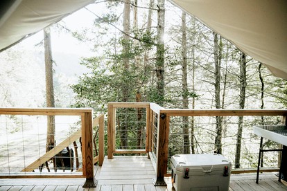 Enchanting Blue Ridge Mountains Lodging with a Wood-Burning Stove in Lenoir, NC - Lenoir, North Carolina - glamping.directory