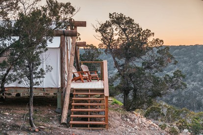 Chic Safari Tent Glamping Destination for Two in the Texas Hill Country - Wimberley, Texas - glamping.directory