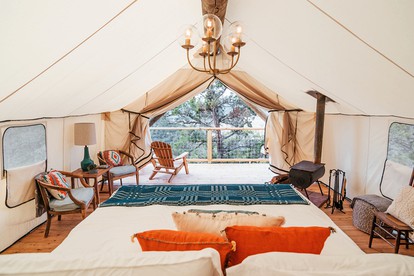 Chic Safari Tent Glamping Destination for Two in the Texas Hill Country - Wimberley, Texas - glamping.directory
