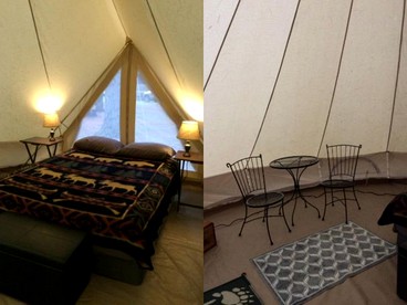 Family-Friendly Bell Tent Rental on a Riverside Resort near Lake George, New York - Diamond Point, New York - glamping.directory