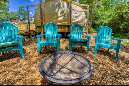 Secluded Bell Tent with Outdoor Shower and Deck in Alabama - Rogersville, Alabama - glamping.directory