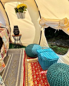 Secluded Bell Tent with Outdoor Shower and Deck in Alabama - Rogersville, Alabama - glamping.directory