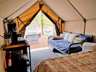 Adventurous Glamping Retreat in a Safari Tent by the San Marcos River near Kingsbury, Texas - Perfect for Water Sports Fans - Kingsbury, Texas - glamping.directory