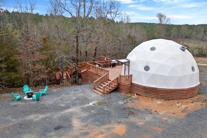 Peaceful Forest Dome Retreat with Hot Tub & Private Deck in Broken Bow, Oklahoma - Broken Bow, Oklahoma - glamping.directory