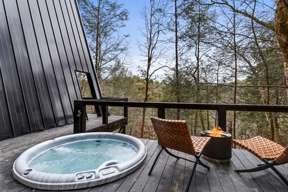 Intimate Private A-Frame with Spa and Beautiful Outdoor Living in Georgia - Blue Ridge, Georgia - glamping.directory