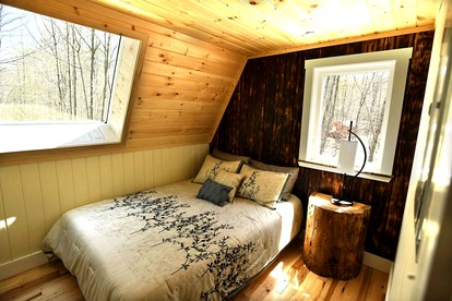 Eco-Friendly Solar Powered A-Frame Treehouse with Hot Tub and Private Dock  on Littlefield Pond, near Wells, Maine - Sanford, Maine - glamping.directory