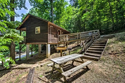 Rustic Log Cabin with a Hot Tub near the Nantahala River in Bryson City, North Carolina - Bryson City, North Carolina - glamping.directory