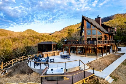 Luxurious A-Frame Mountain Retreat with Hot Tubs & Game Room Near Seneca Rocks, Milam, WV - glamping.directory