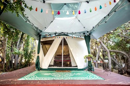 Lovely Glamping Tent for Three with a Shared Pool near Lakeside, California - glamping.directory