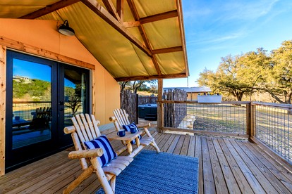 Luxury Tented Cabin Glamping Escape, with River Access in Ingram, Texas - Hunt, Texas - glamping.directory