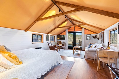 Luxury Tented Cabin Glamping Escape, with River Access in Ingram, Texas - Hunt, Texas - glamping.directory
