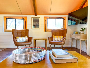 Luxury Tented Cabin Glamping Escape, with River Access in Ingram, Texas - Hunt, Texas - glamping.directory