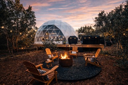 Secluded Luxury Geodome Retreat with Private Hot Tub near Bertram, Texas - glamping.directory