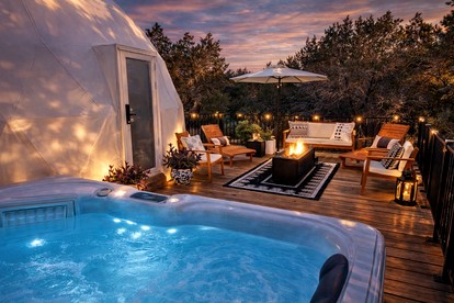 Secluded Luxury Geodome Retreat with Private Hot Tub near Bertram, Texas - Bertram, Texas - glamping.directory