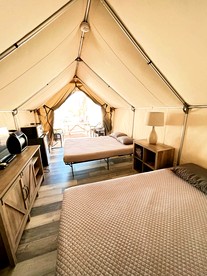 Charming Safari Tent on the San Marcos River near Kingsbury, Texas - Perfect for an Aquatic Adventure - Kingsbury, Texas - glamping.directory