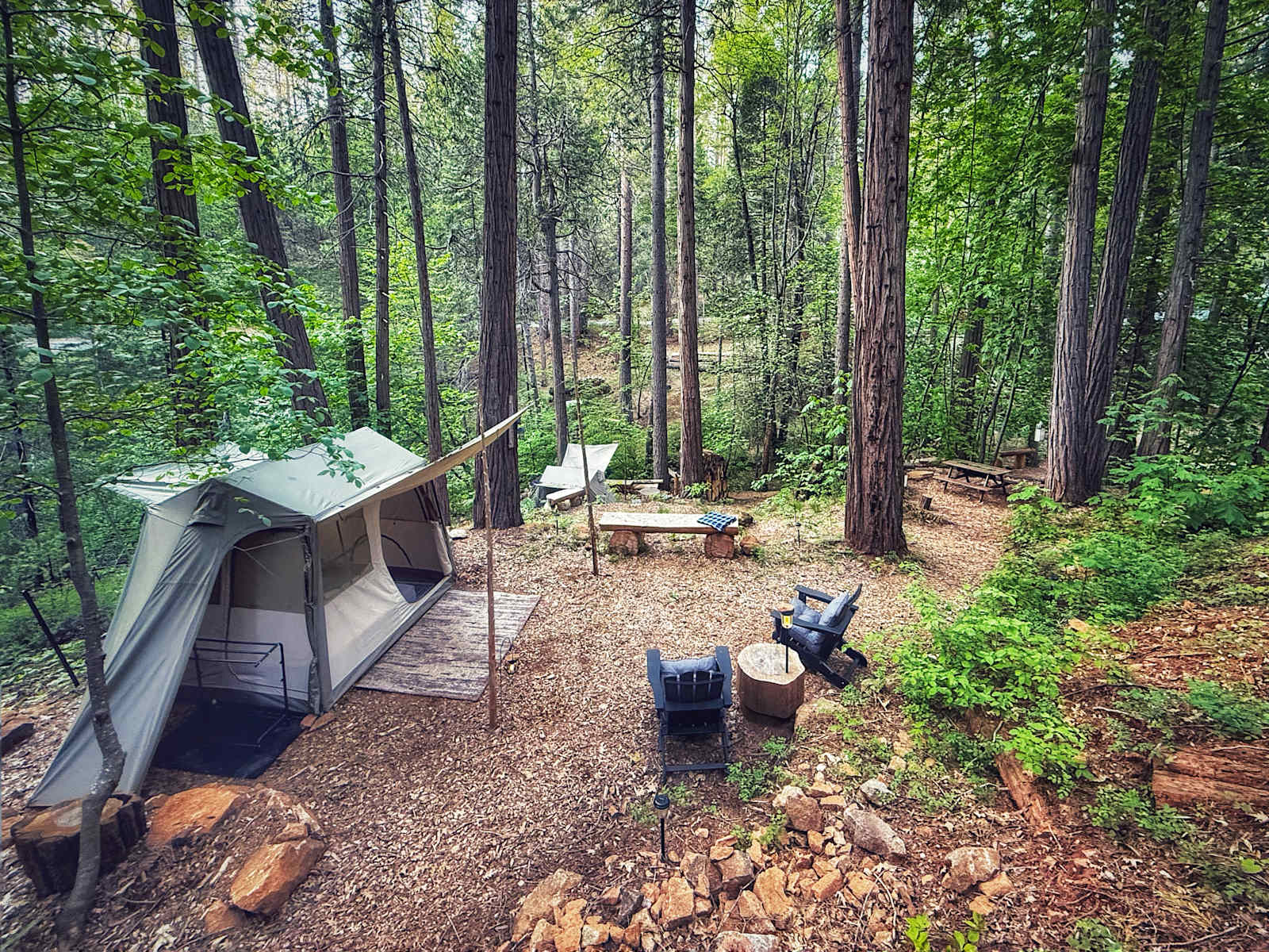 Creekside Camping on Love Creek - Avery, California - glamping.directory