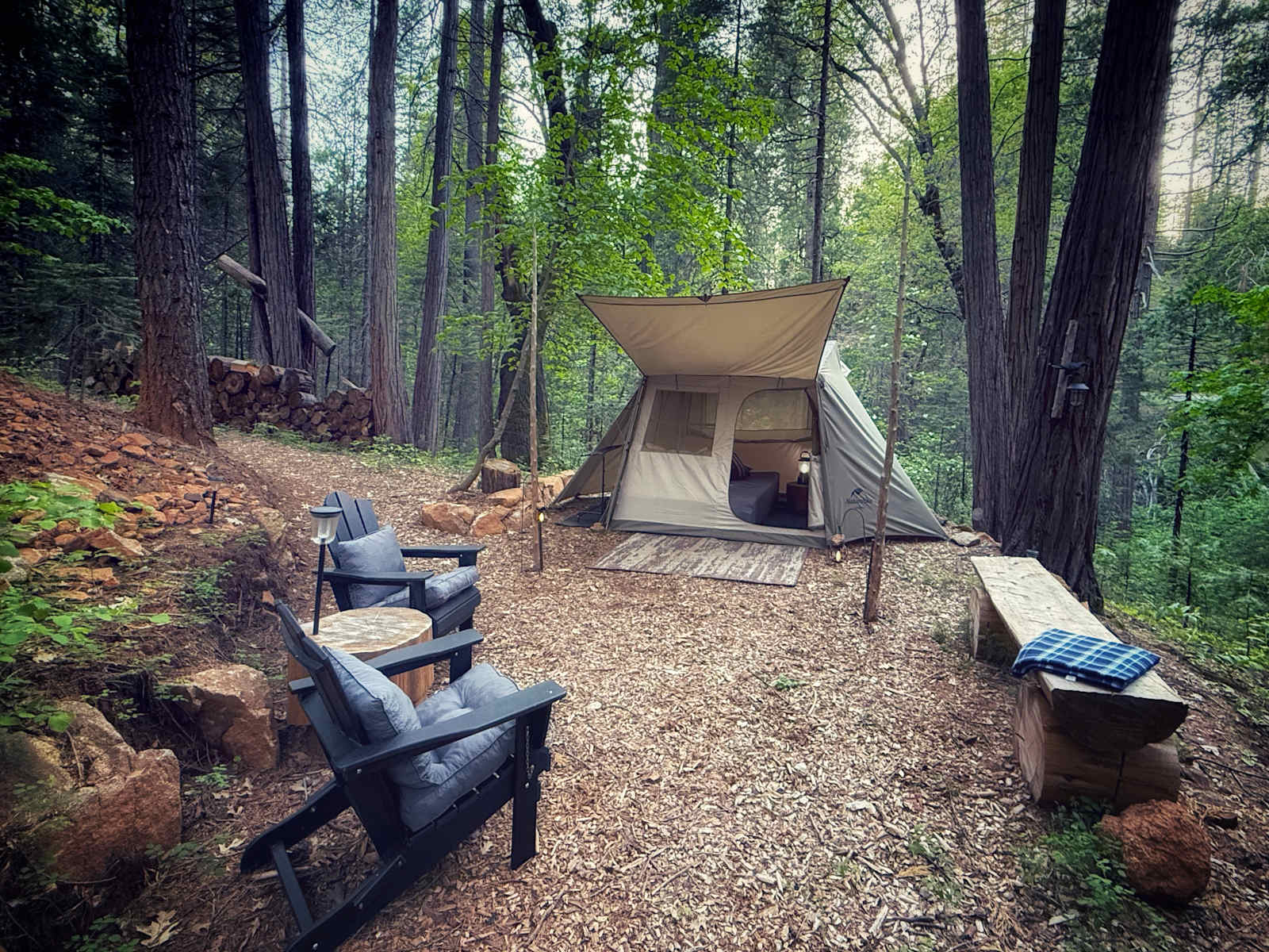 Creekside Camping on Love Creek - Avery, California - glamping.directory