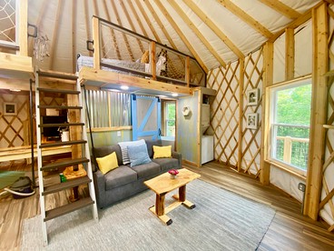 Delightful Lofted Yurt Beautifully Design with Jacuzzi and Private Deck in Virginia - Hillsville, Virginia - glamping.directory