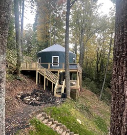 Delightful Lofted Yurt Beautifully Design with Jacuzzi and Private Deck in Virginia - glamping.directory