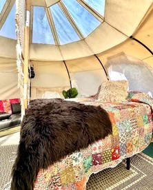 Picturesque Bell Tent with Fire Pit and Picnic Area in Alabama - Rogersville, Alabama - glamping.directory