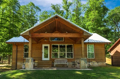 Stunning Riverfront Log Cabin Nestled Amidst Trees in Nashoba, Oklahoma - Nashoba, Oklahoma - glamping.directory