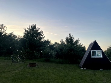 A-Frame Serenity: Tiny Cabin with Panoramic Scenery in Michigan's Tranquil Setting - Boyne Falls, Michigan - glamping.directory