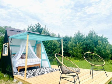 A-Frame Serenity: Tiny Cabin with Panoramic Scenery in Michigan's Tranquil Setting - Boyne Falls, Michigan - glamping.directory