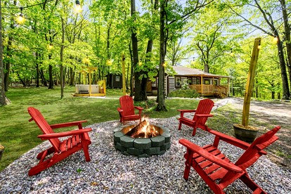 Modernized Log Cabin with Hot Tub, Fire Pit and Amazing Views Just Minutes from the Cacapon Mountains in Berkeley Springs, WV - Berkeley Springs , West Virginia - glamping.directory