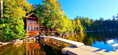 Adorable Water Cabin with Dock and Modern Interior in Maine - glamping.directory