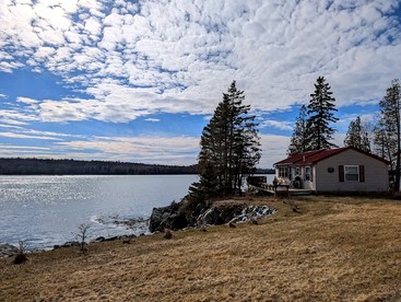 Rustic Waterfront Beach House with Private Beach, Fire Pit & Dock, Near Bar Harbor in Hancock, Maine - glamping.directory