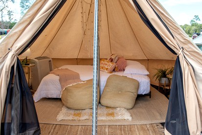 Bohemian Bell Tent for Lake Glamping near Houston - Huffman, Texas - glamping.directory