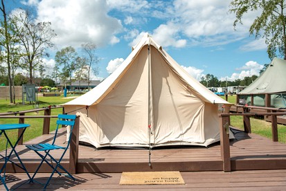 Bohemian Bell Tent for Lake Glamping near Houston - Huffman, Texas - glamping.directory