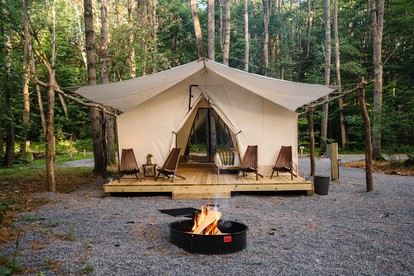 Luxury Group Safari Tent Complete with Firepit and Patio, Perfect for a Weekend Escape to the Adirondacks - glamping.directory