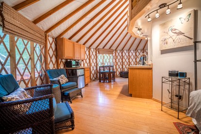 Fully-Outfitted Yurt with a Clawfoot Tub on the Trinity River, Northern California - Big Flat, California - glamping.directory