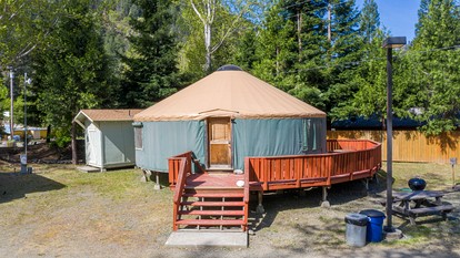 Fully-Outfitted Yurt with a Clawfoot Tub on the Trinity River, Northern California - glamping.directory