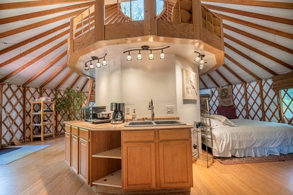 Fully-Outfitted Yurt with a Clawfoot Tub on the Trinity River, Northern California - Big Flat, California - glamping.directory