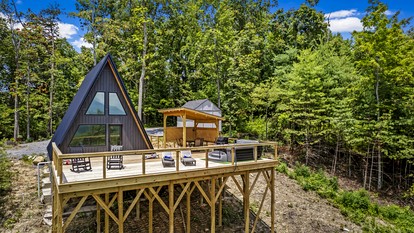Modern A-Frame Cabin with Breathtaking Views of the Smoky Mountains, Perfect for Families or Groups - Hartford, Tennessee - glamping.directory