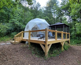 Geodome on Creek, Great Getaway, WIFI & Hot Shower near Boone, NC - glamping.directory