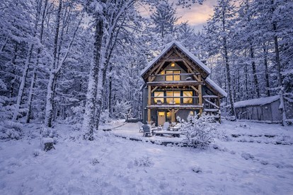 Peaceful Countryside Cabin with Hot-Tub and Fire Pit in Maine - glamping.directory