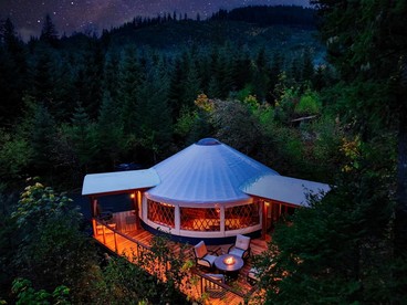 Scenic Woodland Yurt with Stargazing Dome & Firepit near Carson, Washington - glamping.directory
