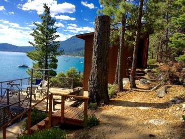 Rustic Waterfront Log Cabin at Meeks Bay on Lake Tahoe, California - Tahamo, California - glamping.directory
