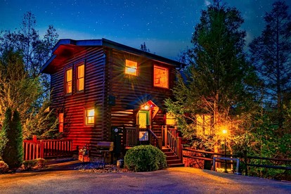 Stunning Log Cabin with Movie Theatre & Hot Tub near Arts and Crafts District in Gatlinburg, TN - glamping.directory