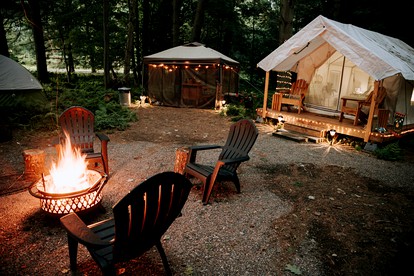Serene Safari Tent For a Glamping by Getaway Rickett's Glenn State Park Nestled in the Heart of Huntington Mills, Pennsylvania - Shickshinny, Pennsylvania - glamping.directory