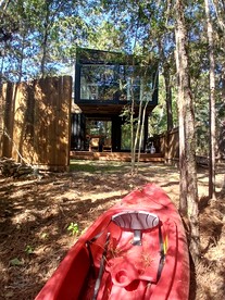 Outstanding Forest Container with Water Views and BBQ in Texas - Grimes County, Texas - glamping.directory