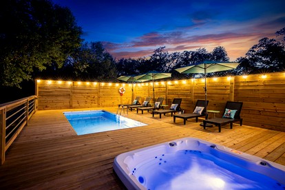 Luxury Fredericksburg Log Cabin with Heated Pool, Hot Tub & Game Room Near Main Street, Fredericksburg, TX - Fredericksburg, Texas - glamping.directory