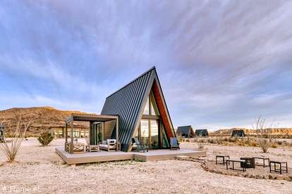 Luxury A-Frame with Furnished Deck in Terlingua, Texas - Terlingua, Texas - glamping.directory